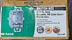 20 Pcs Hubbell Raco 487 Switch Box 3" Gangable, 2-1/4" Deep, One 1/2" Ko. Fixed Price $103.46.