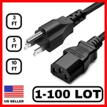 Lot Of Prong Ac Power Cord Standard Electrical Cable Universal 3FT 5FT 10FT. Fixed Price $67.99.