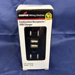 Cooper TR7745BK-BOX Combination Port Usb Duplex Receptacle 15A-125VAC Black. Fixed Price $40.00.