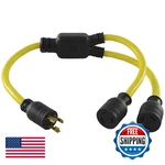 Conntek 3FT Generator Adapter, L5-30P (2) L5-30R, 30A 125V, Yellow. Fixed Price $80.99.