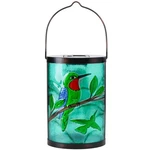 Hanging Solar Lantern Outdoor Waterproof Hummingbird Lights Glass Green. Fixed Price $35.92.
