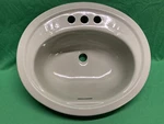 Nos Vintage Antique Sage Green Olive Drop Oval Sink 20 X17 4.25 Enamel Steel. Fixed Price $175.00.