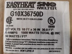 Easyheat G10X36750D Melter Mat For Sidewalk/paver Snow Melting 277V, 10'X36". Fixed Price $399.00.