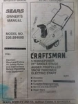 Sears Craftsman 21" 5HP Snow Thrower Walk-behind Owner & Parts Manual 536.884680. Fixed Price $42.99.