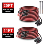 11FT 20FT Black Red Solar Panel Extension Cable Wire Connector 14AWG Gauge. Fixed Price $16.14.