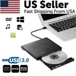 Cd Dvd Rw External Drive Usb 3.0 Writer Burner Player Black For Apple & Pc. Fixed Price $12.99.