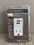 New Cooper Wiring Devices, Combination Receptacle Usb Charger Model TR7740W-W. Fixed Price $14.20.