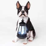 Boston Terrier Solar Lantern - Outdoor Resin Dog Statue & Led Garden Light. Fixed Price $74.99.