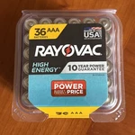 Rayovac Aaa High Energy Batteries (36 Pack) - Triple 2033 Expiration. Fixed Price $14.28.