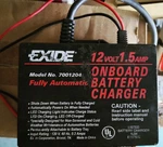 Exide 7001204 Fully Automatic Onboard 12V 1.5 Amp Battery Charger Boat Truck Car. Fixed Price $34.00.