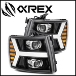 Alpharex Jetblack Luxx Led Projector Headlights 07-13 Silverado 1500 2500/3500HD. Fixed Price $725.00.