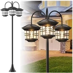 Elegant 76-INCH Black Solar Lamp Post With 3 Heads Waterproof & Efficient. Fixed Price $116.99.