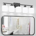 Modern 5-LIGHT Black Vanity With Frosted Glass Shades For Home Decor. Fixed Price $109.99.