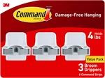 Broom And Mop Grippers, 3 Hangers 6 Strips, Damage Free Hanging Wall Mount. Fixed Price $18.14.