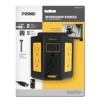 Prime 5-OUTLET Workshop Tap With 2-PORT 3.4A Usb Charger. Fixed Price $25.99.