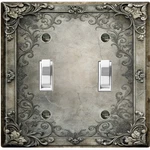 Metal Light Switch Outlet Cover Wall Plate Faded Rustic Grey Floral Frame FME109. Fixed Price $15.29.