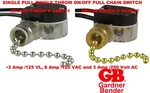 Pull Chain 3A Switch Nickel Or Brass Gardner Bender Gb Shine Top LS-301A-27/64. Fixed Price $38.25.
