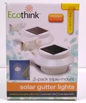 New Ecothink Square 2 Pack Triple Mount Solar Gutter Lights Safety Flood Led Rv. Fixed Price $24.99.