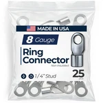 Sherco-auto 25 Pcs Non-insulated 8 Awg Gauge Ring Connector 1/4" Stud Wire. Fixed Price $20.85.