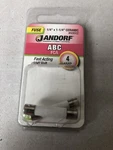 Jandorf 60602 Cartridge Fast-acting Fuse, 4 A, 250 V, 10 Ka At 125 Vac/vdc, I928. Fixed Price $11.99.