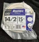 Southwire Romex 15 Ft. 14-2 Solid White Indoor Copper Cable. Fixed Price $14.99.