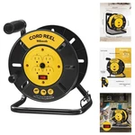 Heavy Duty Extension Cord Storage Reel 4 Outlets 15A Circuit Breaker Hand Wind. Fixed Price $52.95.