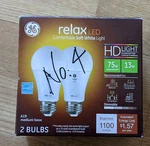 (2 Pack) Ge Lighting 36144 Relax Led A19 Bulb, Soft White, 1100 Lumens,. Fixed Price $7.95.
