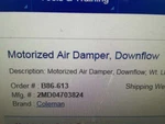 Motorized Air Damper, Downflow 2MD04703824 Genuine Coleman *free Shipping*. Fixed Price $379.99.
