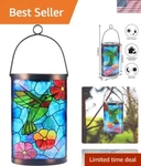 Elegant Blue-green Solar Lantern Decorative Hummingbird Light For Patios. Fixed Price $40.50.