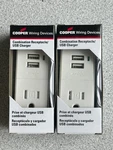 2 New Cooper Decora Combination Tr Receptacle W/ Usb Charger White 15A Lot. Fixed Price $19.95.