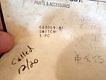 Lawn Boy 683069 Switch Nos Oem Mower Parts Lot B24 Toro Wheelhorse. Fixed Price $10.65.