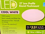 Eti Lighting 12" Led Low Profile Round Flushmount 4000K 1000LM 54074143. Fixed Price $15.00.