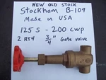 Stockham B-109 Gate Valve 3/4" Made In Us New Old 125S- 200CWP 2RT4 Orange. Fixed Price $38.50.