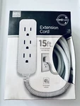 Jasco Decor Cordinate 3-OUTLET Extension, Braided Fabric Cord, 15 Ft (50011). Fixed Price $15.00.