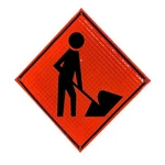 New 36" Reflective Fluorescent Orange Roll-up Warning Sign. (worker Symbol). Fixed Price $63.75.