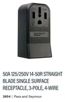 Legrand 3854 Amp 125/250V Pole Range Receptacle. Fixed Price $23.75.