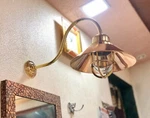Old Brass World Sconce Nautical Wall Lamp With Copper Shade For Coastal Home. Fixed Price $175.00.