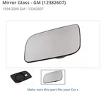 New Genuine Gm Driver Side Rearview Mirror Glass 12382607. Fixed Price $113.00.