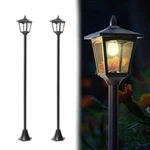2 Pack Of Solar Lamps 67" Post Light Aluminum Pole Outdoor Vintage Street. Fixed Price $49.99.