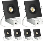 Pack 4" Black Led Recessed Lighting, 8W Gimbal Downlight, 5CCT 360 Eyeball. Fixed Price $152.99.