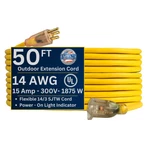 Us Wire And Cable 14/3 Gauge X 50-FOOT Lighted Heavy Duty General Purpose. Fixed Price $22.32.