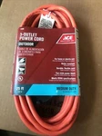 New Ace Indoor Outdoor 25 Ft. Orange Triple Outlet Cord 14/3 Sjtw. Fixed Price $23.99.