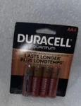 Pack Duracell Quantum AA4 Alkaline Batteries Power Check Level .exp 2027. Fixed Price $16.45.