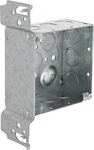 Raco 8235 Gray Square Steel 2-GANG 14-KNOCKOUT Outlet Box 4-1/8 H W In. D. Fixed Price $11.99.