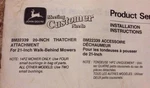 John Deere 21 Inch Rotary Mower Thatcher Operators /parts Manual, BM22339 Used. Fixed Price $14.99.
