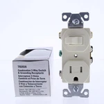 Cooper TR293A Almond Tamper Resistant 3-WAY Toggle Switch 15A Outlet Receptacle. Fixed Price $8.54.