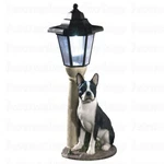 Realistic Boston Terrier Dog Sculpture W/ Solar Led Lighted Lamp Post Lawn Decor. Fixed Price $59.98.
