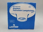 New Vintage Leviton 9875 Medium Base White Keyless Porcelain Lampholder. Fixed Price $9.95.