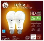 (2 Pack) Ge Lighting 36144 Relax Led A19 Bulb, Soft White, 1100 Lumens,. Fixed Price $19.77.