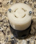 Locking Connector, Amp, 125/250 Volt, Industrial Grade, Leviton 2413 L14-20R. Fixed Price $15.99.